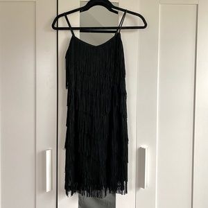 Black fringe 1920s gatsby dress